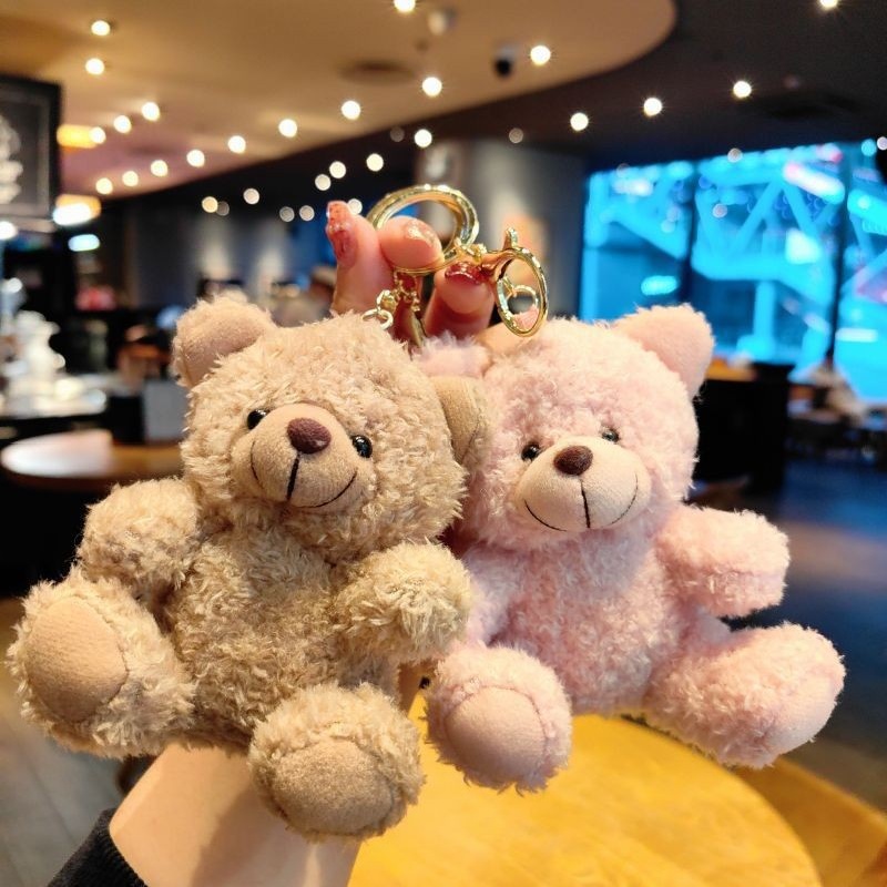 Charming Curly Bear Plush Keychain Bag Charm Toy 1
