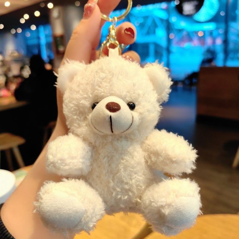 Charming Curly Bear Plush Keychain Bag Charm Toy 3