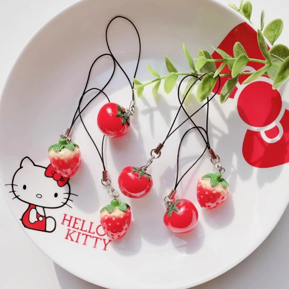 CharmingFruit Acrylic Fruit Keychain Bag Charm Cute Strawberry Tomato 2