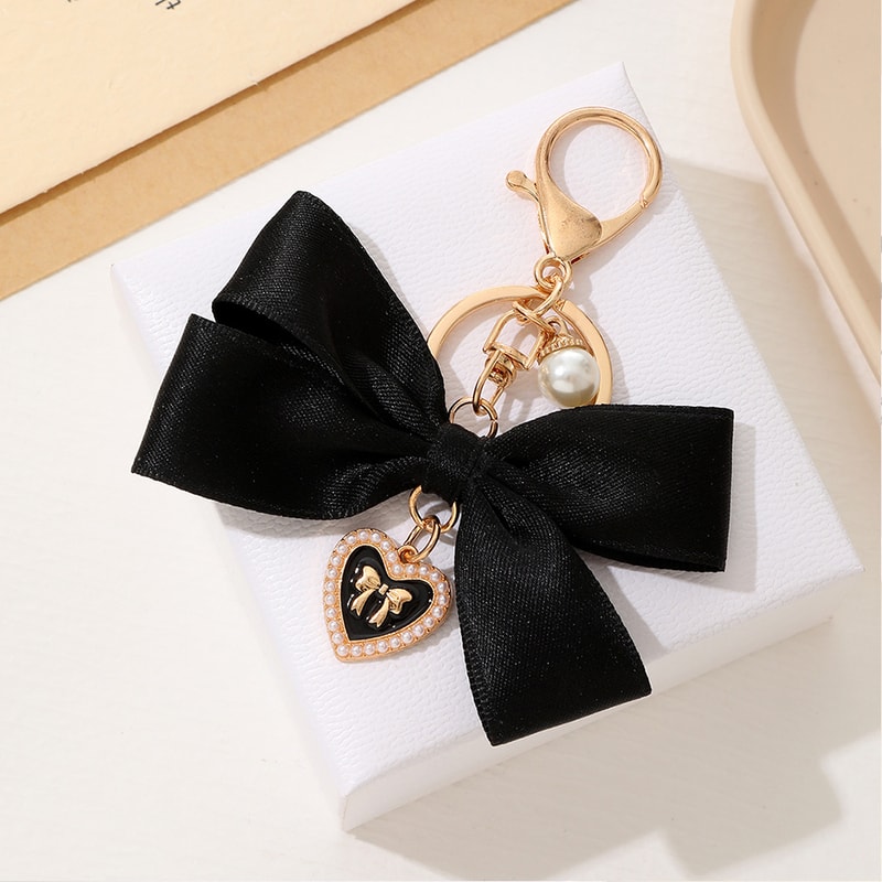 Elegant Pearl Ribbon Keychain For Women Bag Charm Accessories 3