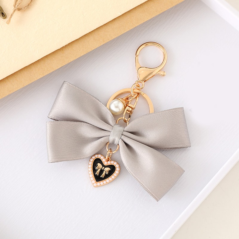 Elegant Pearl Ribbon Keychain For Women Bag Charm Accessories 7