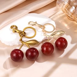 cherry charm keychain pendant for bags, keys & everyday accessories