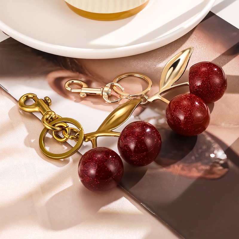 Cherry Charm Keychain Pendant For Bags Keys Everyday Accessories 1