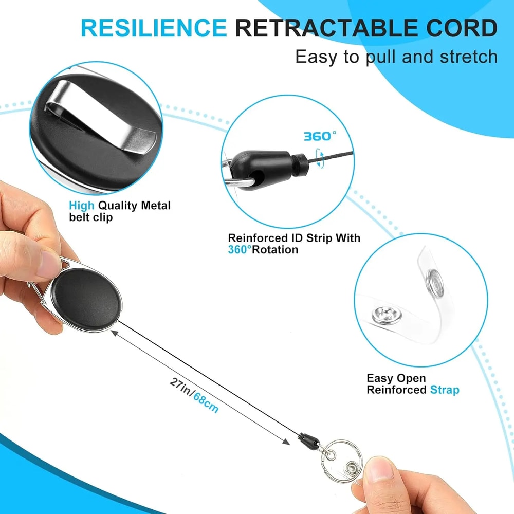 SecureReach Heavy Duty Retractable Badge Reel ID Card Holder 4
