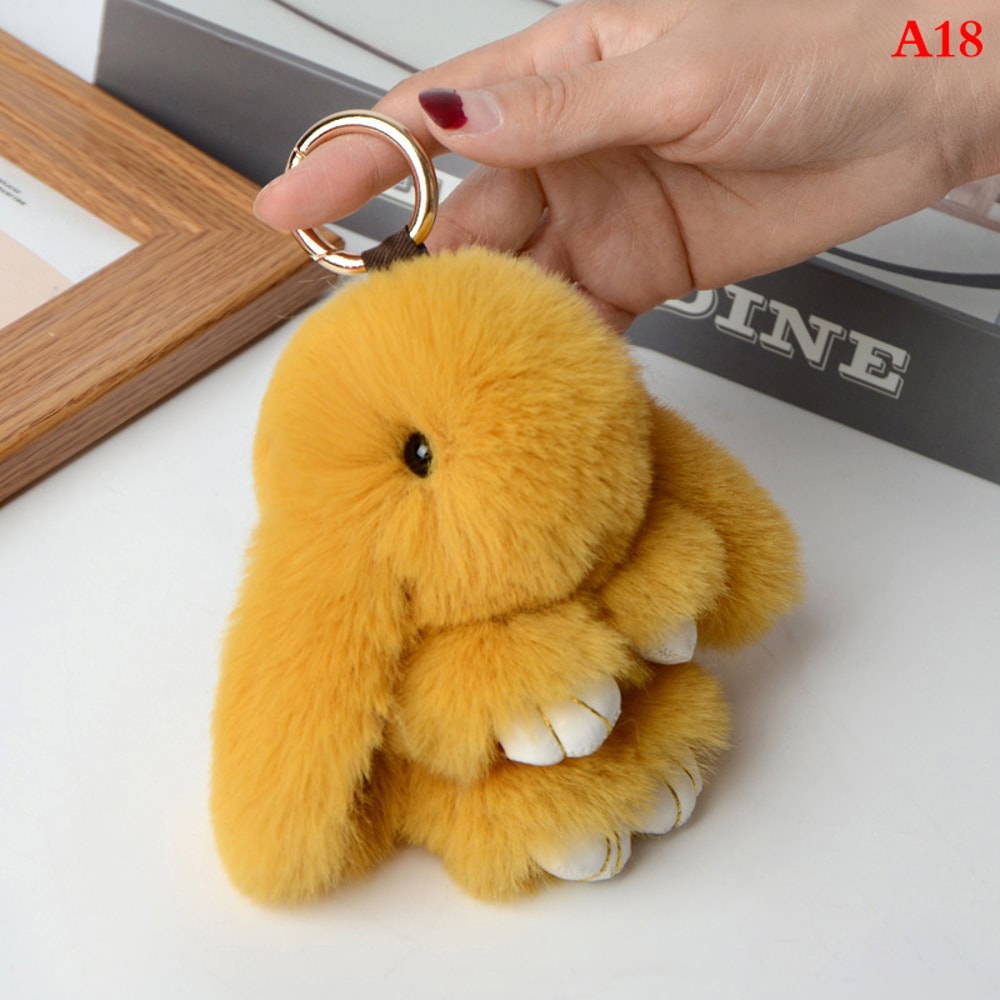 Fluffy Bunny Charm Keychain Cute Rabbit Bag Car Accessory 3
