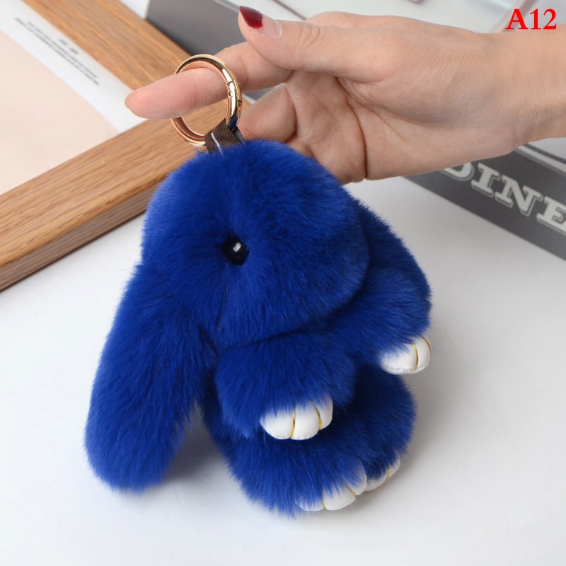 Fluffy Bunny Charm Keychain Cute Rabbit Bag Car Accessory 12