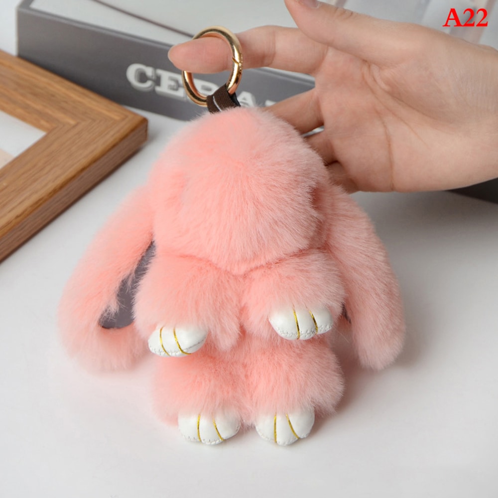 Fluffy Bunny Charm Keychain Cute Rabbit Bag Car Accessory 8