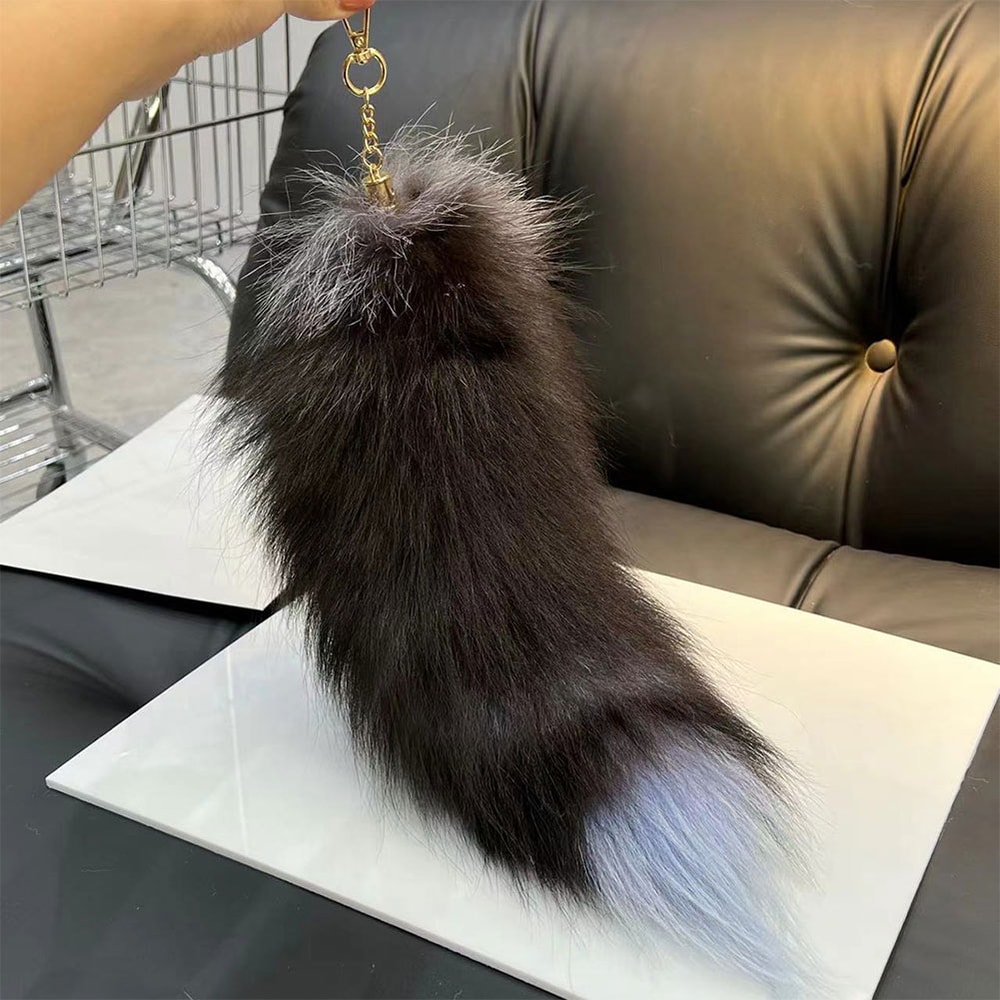 LuxeFluff Faux Fur Fox Tail Keychain Charm For Bags Keys 5