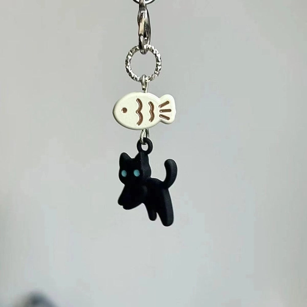 Midnight Paws Kawaii Black Cat Keychain Charm for Bags Phones & Accessories