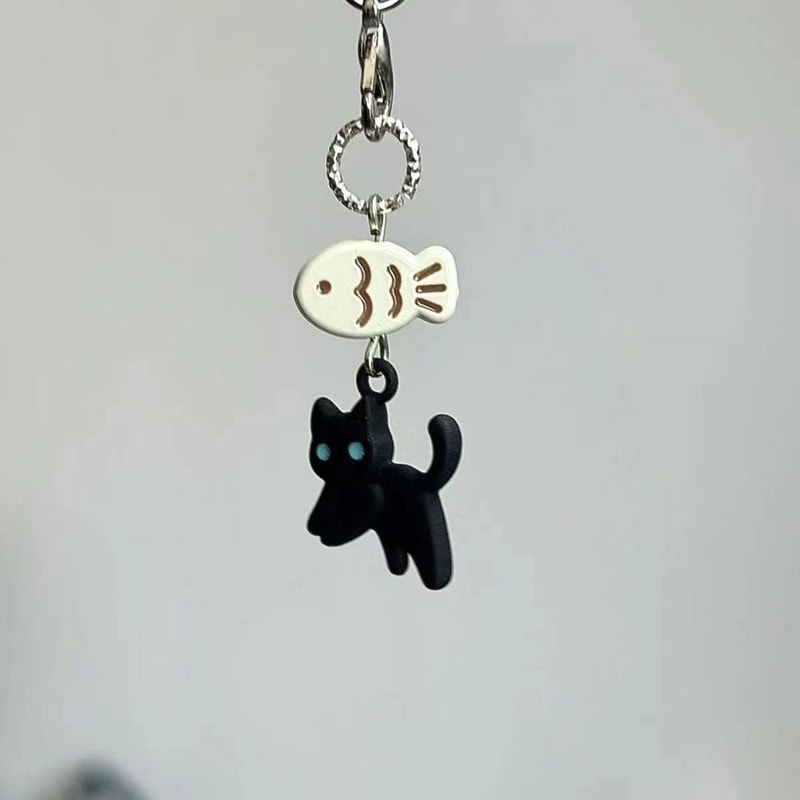 Midnight Paws Kawaii Black Cat Keychain Charm for Bags Phones & Accessories