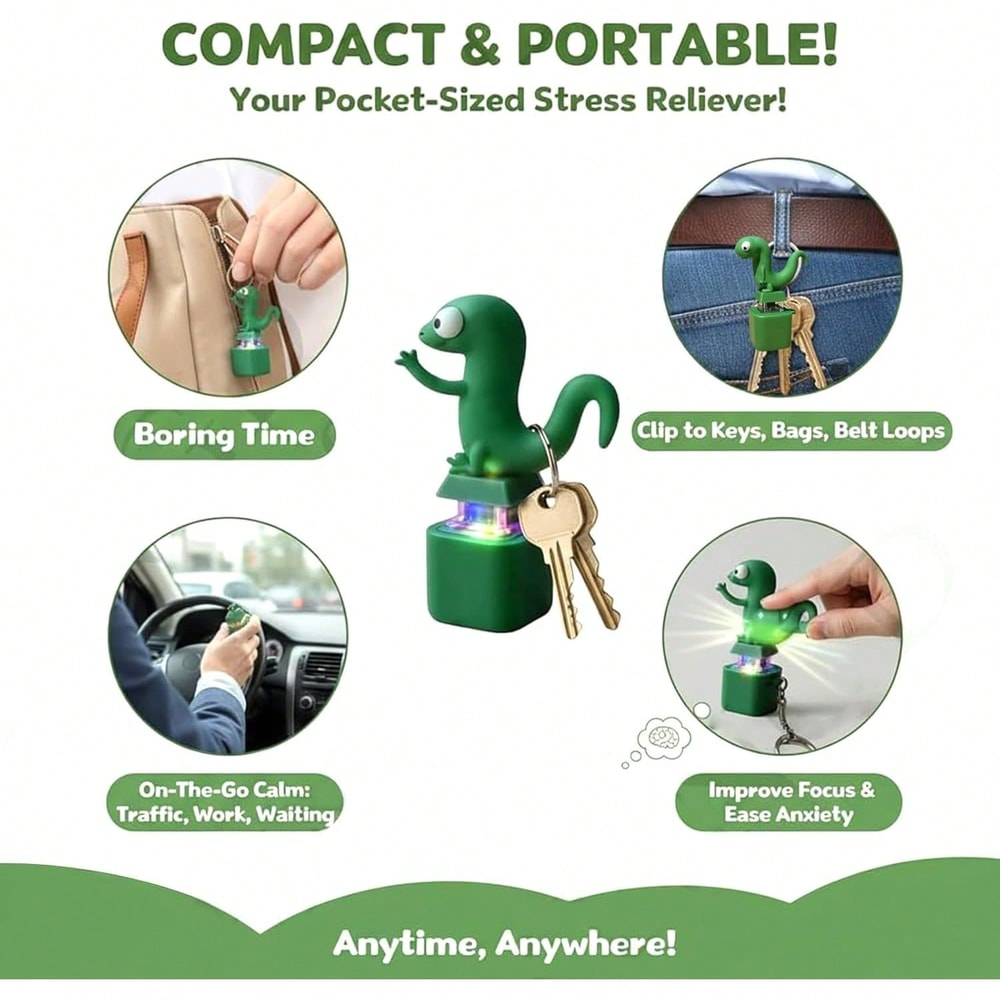Lizard Click Fidget Keychain Rechargeable Stress Relief Toy 3