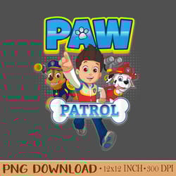 kids paw patrol ryder and pups action t shirt design png. instant download