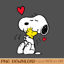 peanuts valentine snoopy and woodstock lots of love design png. instant download