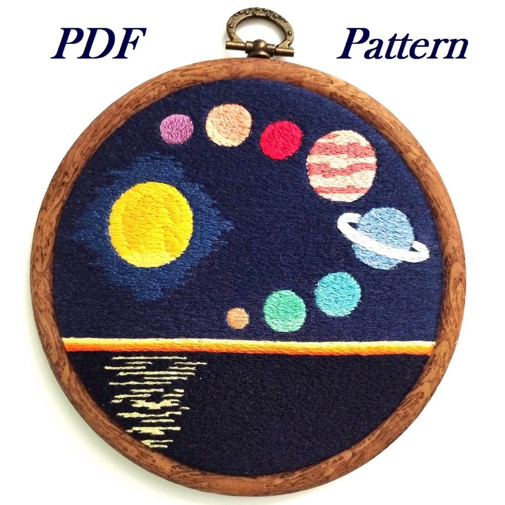 Space Art, Solar System Embroidery PDF Pattern, Embroidery Digital Tutorial (English), Galaxy Planets Design, Lunar Landscape, Night Sky.jpg