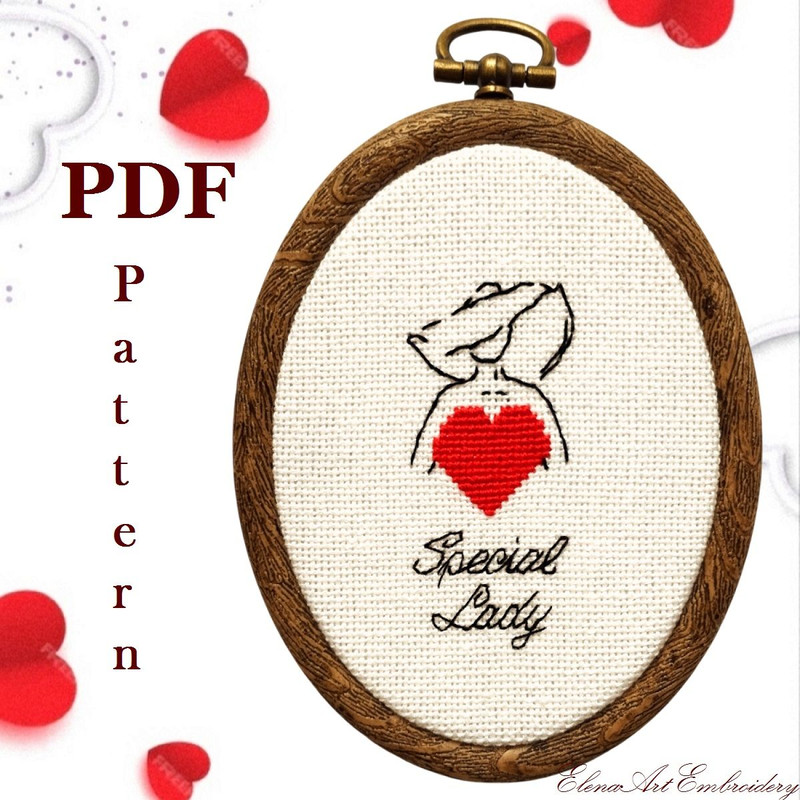 Special Lady Beginner Embroidery Easy Cross Stitch Pattern Women Red Heart DIY Birthday Gift Valent 0