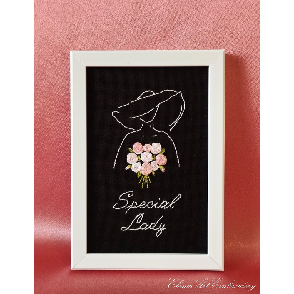 Woman With A Bouquet Of Roses Contemporary 3D Embroidery Beginner Tutorial Embroidered Silhouette W 2