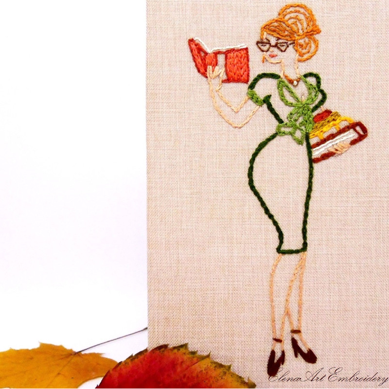 Hand Embroidery Art Librarian Gifts Gift For Coworker High School Graduation Gift Girl Boss Book Lo 0