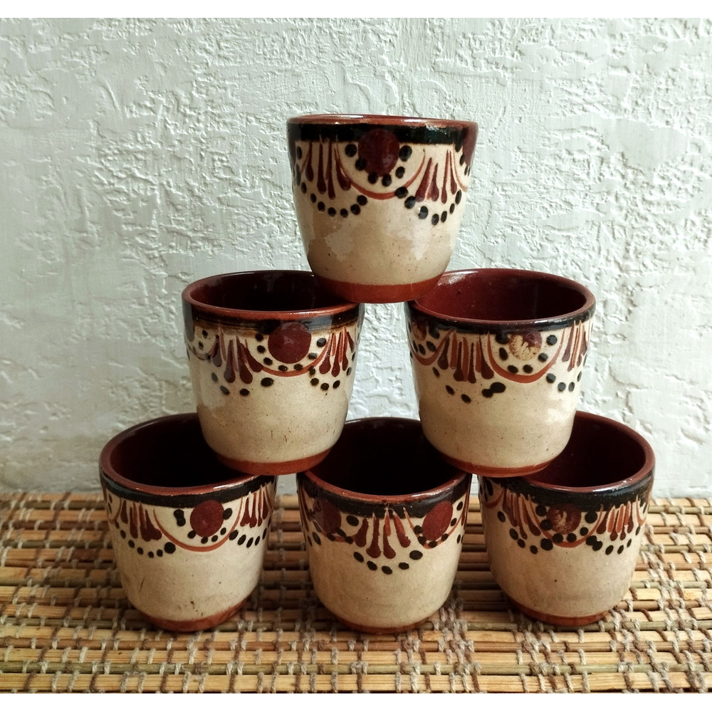 Wine Set Of Vintage Ukrainian Ceramic Wine Bottle With Six Small Wineglasses Ukrainian Majolica Gla 2