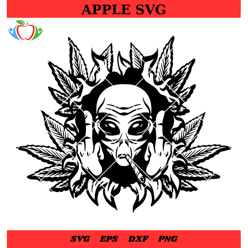 Alien Fuckk Svg, Smoking Cannabis Alien Middle Finger Svg - SVG Lucky.jpg