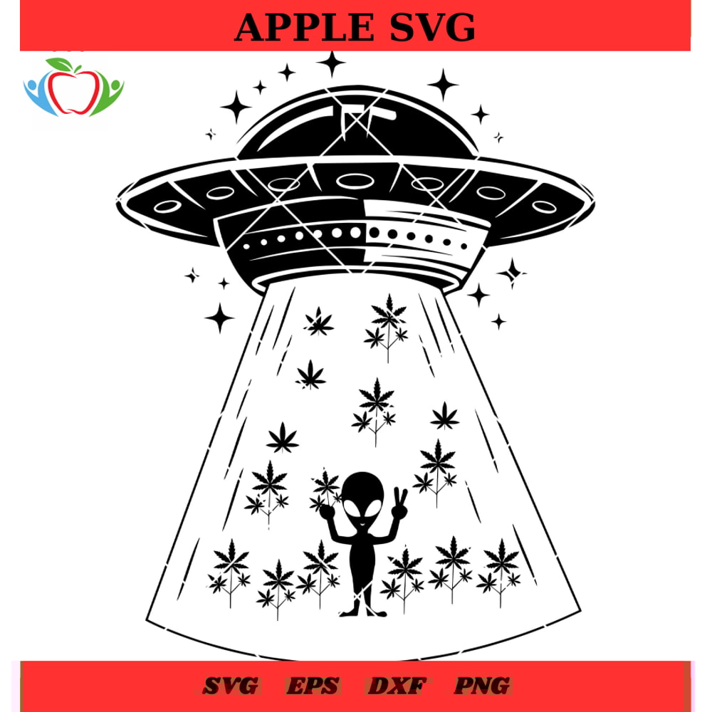 Alien Likes Smoking Cannabis Svg, Alien Harvesting Cannabis Svg - SVG Lucky.jpg
