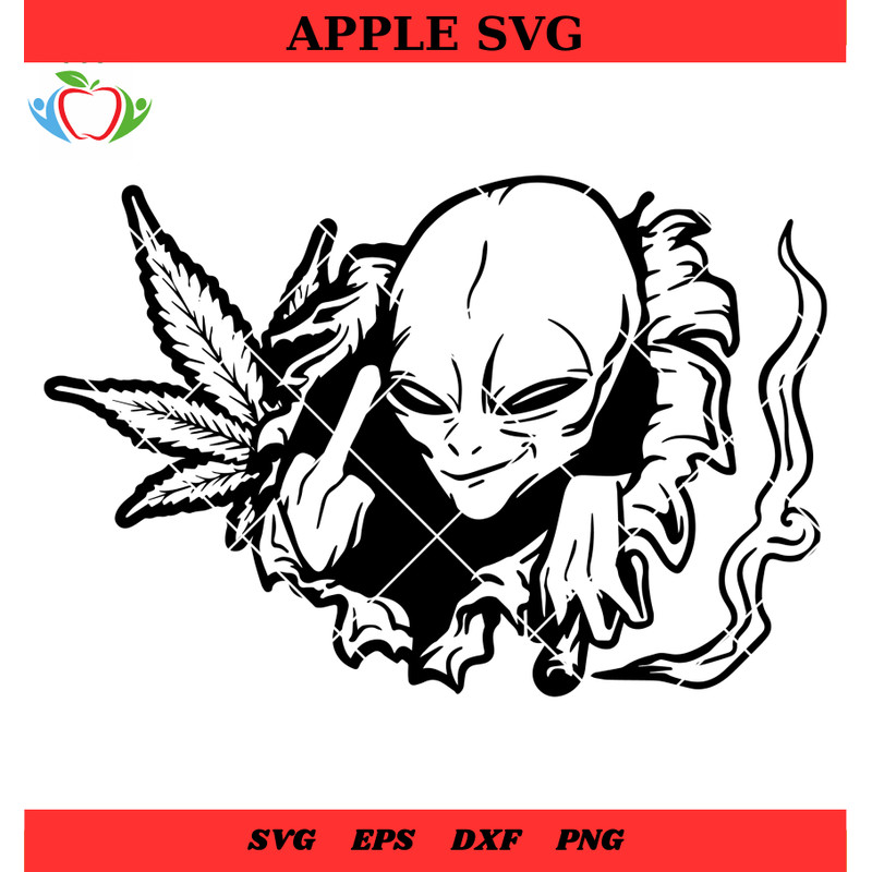 Alien Middle Finger SVG, Smoking Cannabis Joint SVG - SVG Lucky.jpg