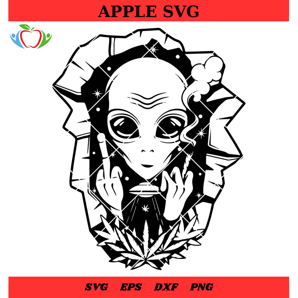 Alien Smoking Joint Middle Finger Svg, Alien Marijuana Middle Finger Svg - SVG Lucky.jpg