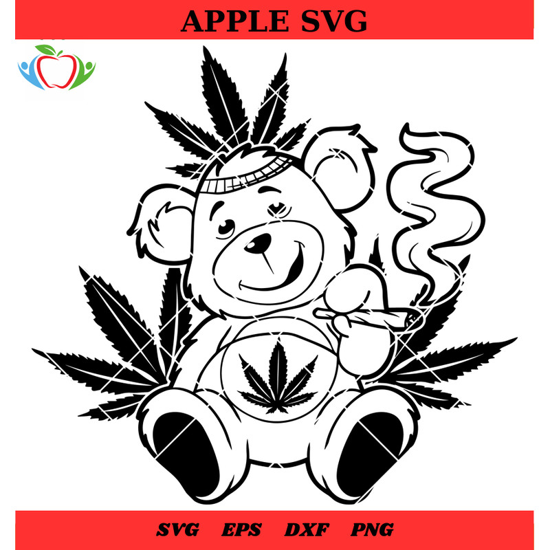 Bear Cannabis Svg, Teddy Bear Smoking Marijuana Svg, Stoned Bear Svg - SVG Lucky.jpg
