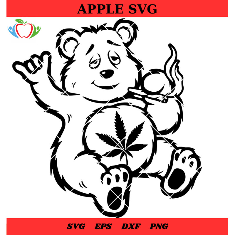 Bear Dirty Finger Symbols Svg, Cannabis Bear Svg, Smoking Bear Svg - SVG Lucky.jpg