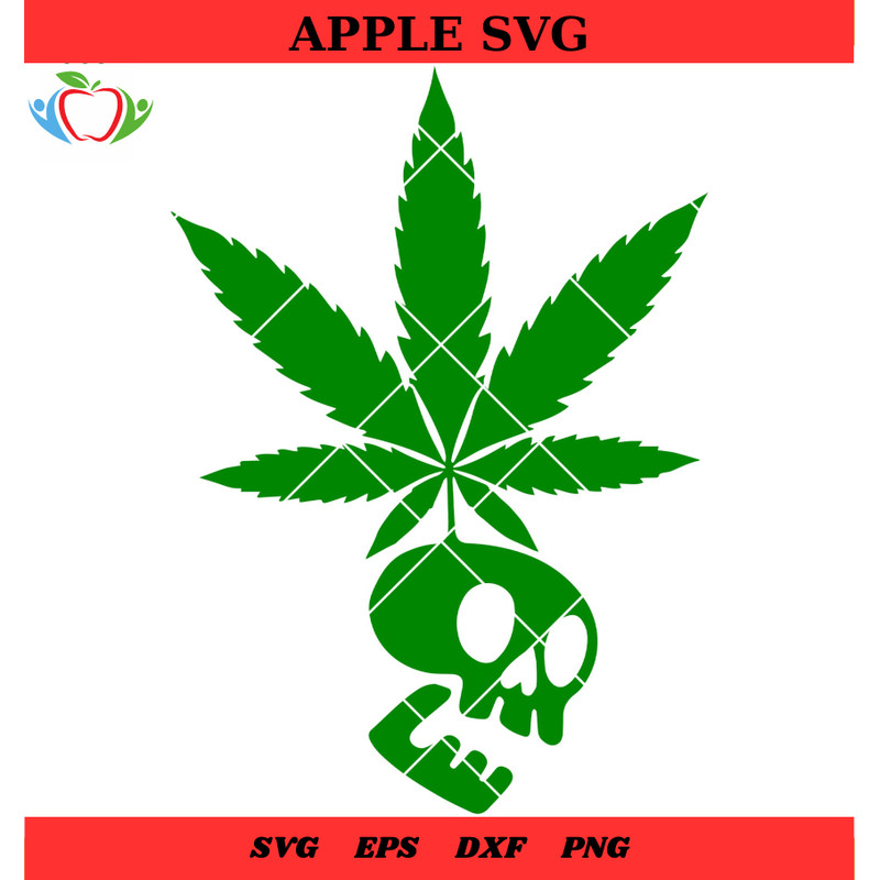 Cannabis on the skull Svg, Halloween Skull weed No Hole Svg - SVG Lucky.jpg