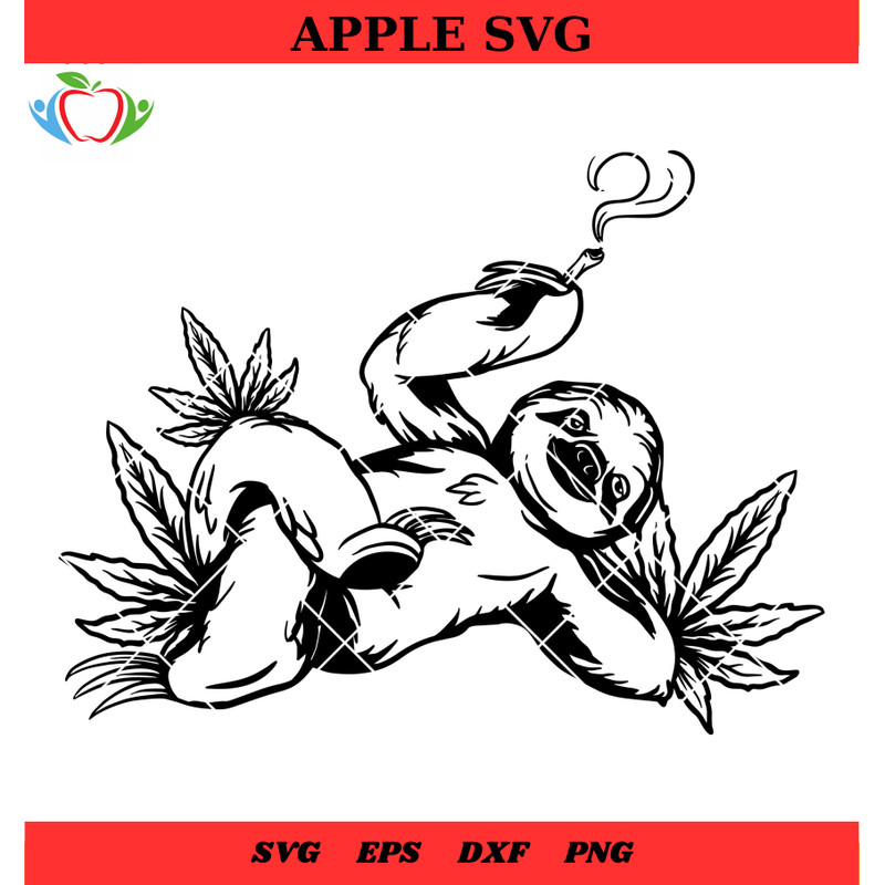 Cannabis Sloth Svg, Animal Smoking Marijuana Svg, Smoke Weed Svg - SVG Lucky.jpg