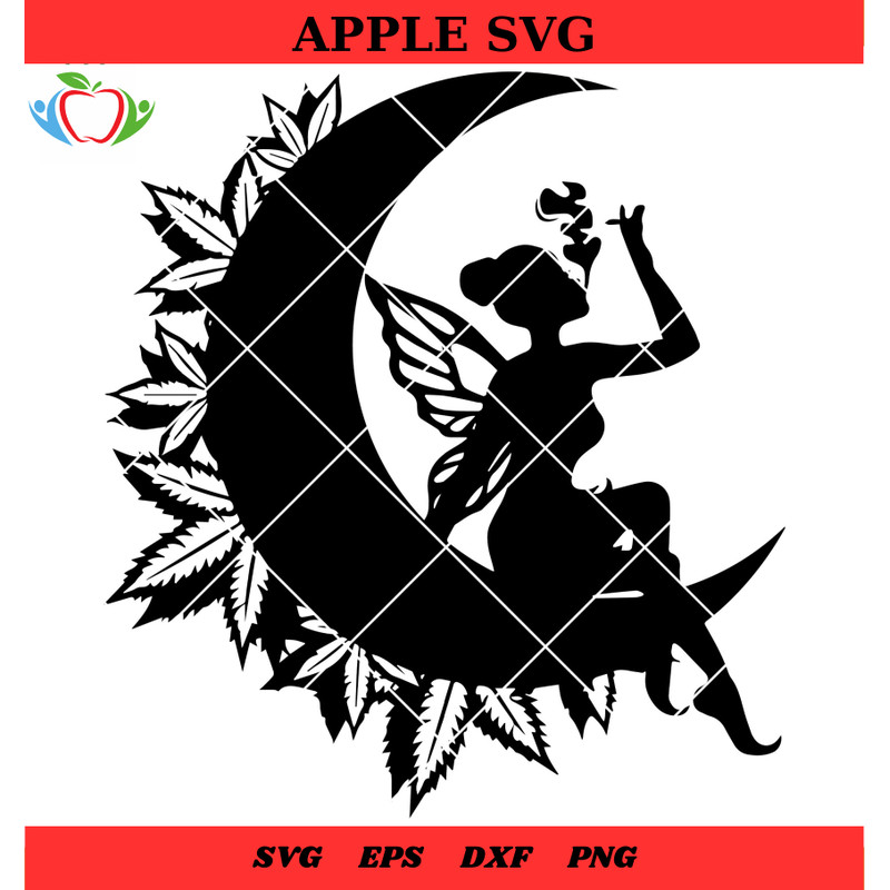 Fairy Smoking Moon Svg, Cannabis Smoking Fairy Svg, Fairy Smoking Weed Svg - SVG Lucky.jpg