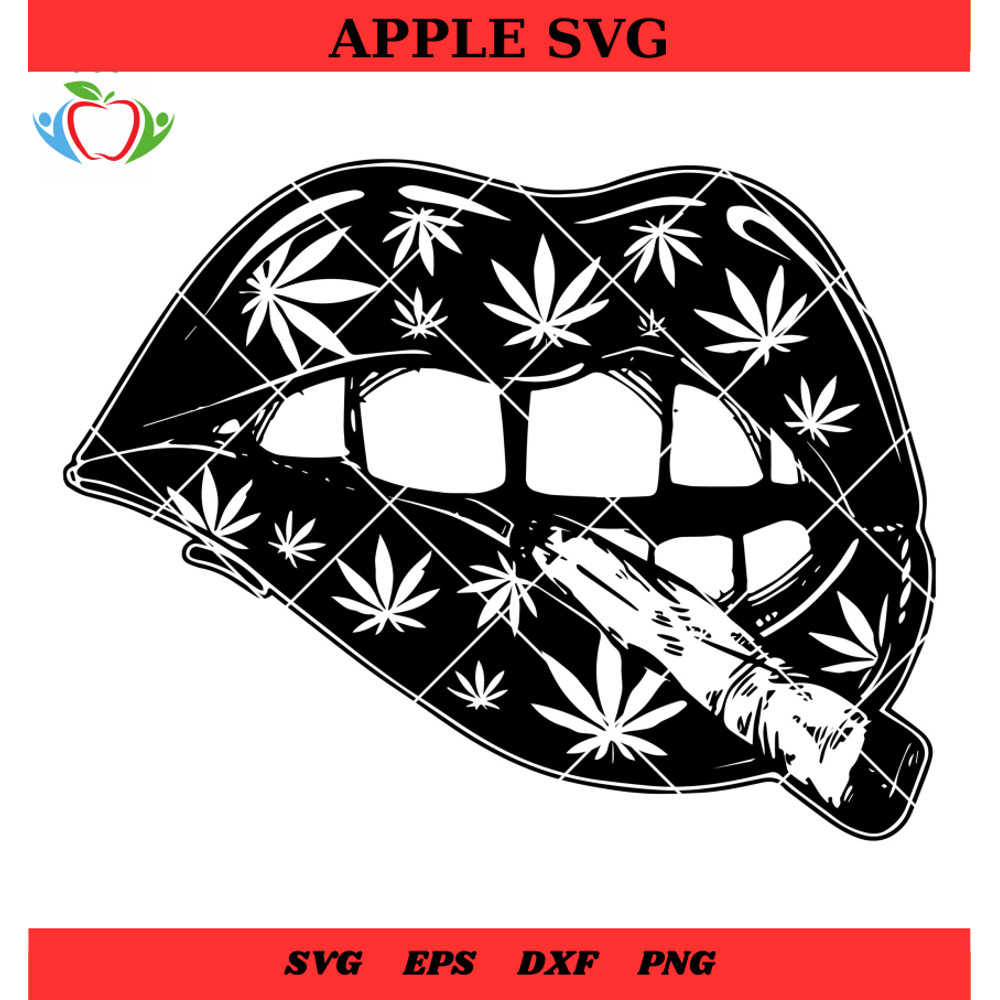 Lips Bite Cannabis Cigarettes Svg, Lips Bite Cannabis Svg, Lips Svg - SVG Lucky.jpg