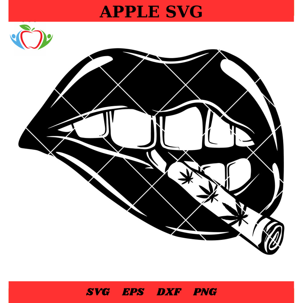 Lips Cannabis Svg, Girl's Lips Bite Cannbis Svg, Lips Design Svg - SVG Lucky.jpg