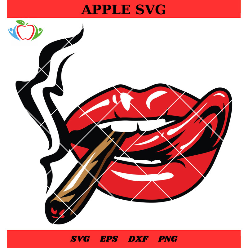 Lips Smoking Joint New Svg, Red Lips Dripping Smoking Weed, Dope Girl Svg - SVG Lucky.jpg