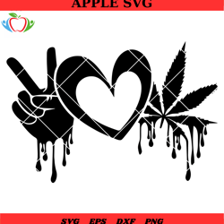 peace love cannabis dripping svg, weed leaf, hands cannabis svg