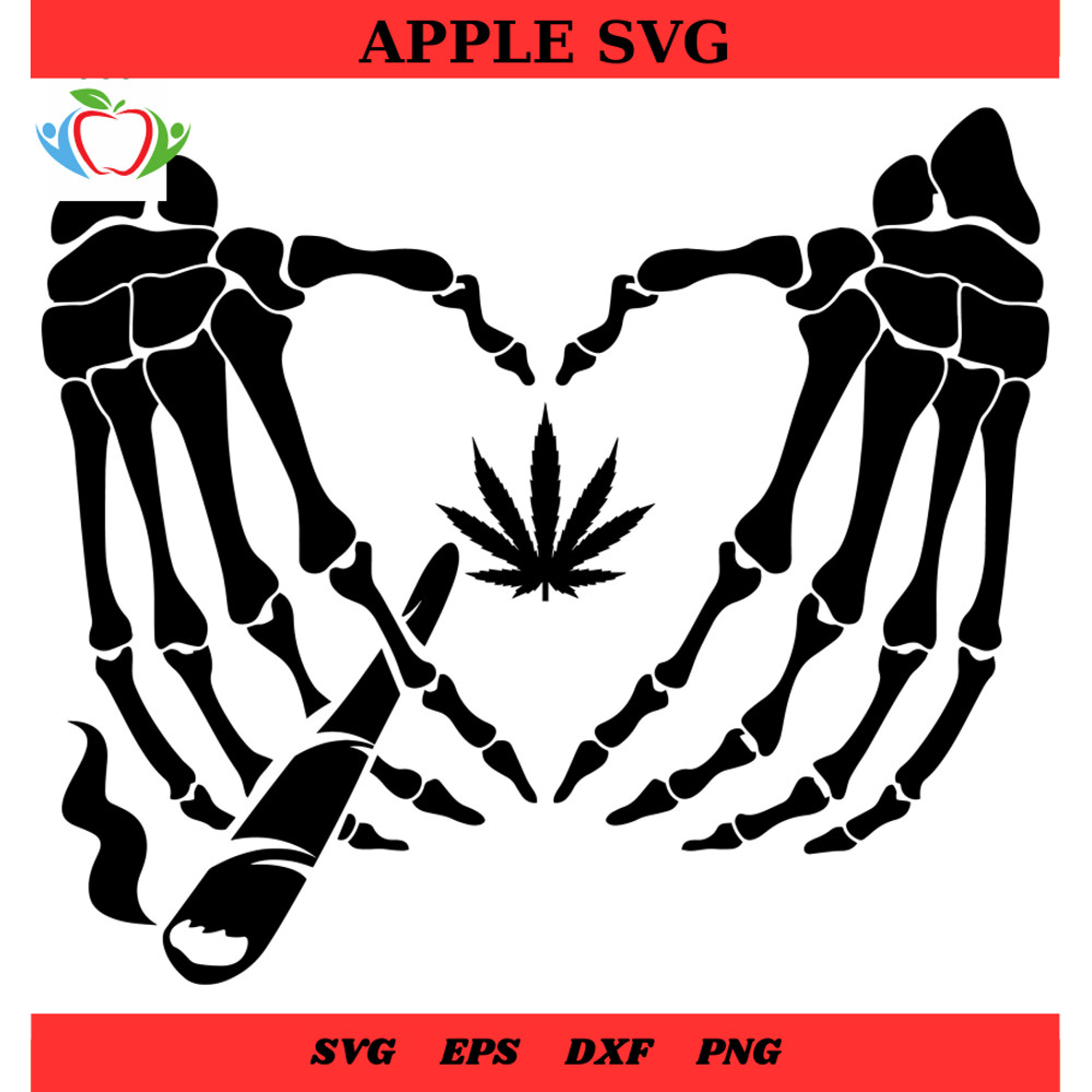 Skull Cannabis Hand Svg, Skeleton Hand Weed Svg - SVG Lucky.jpg