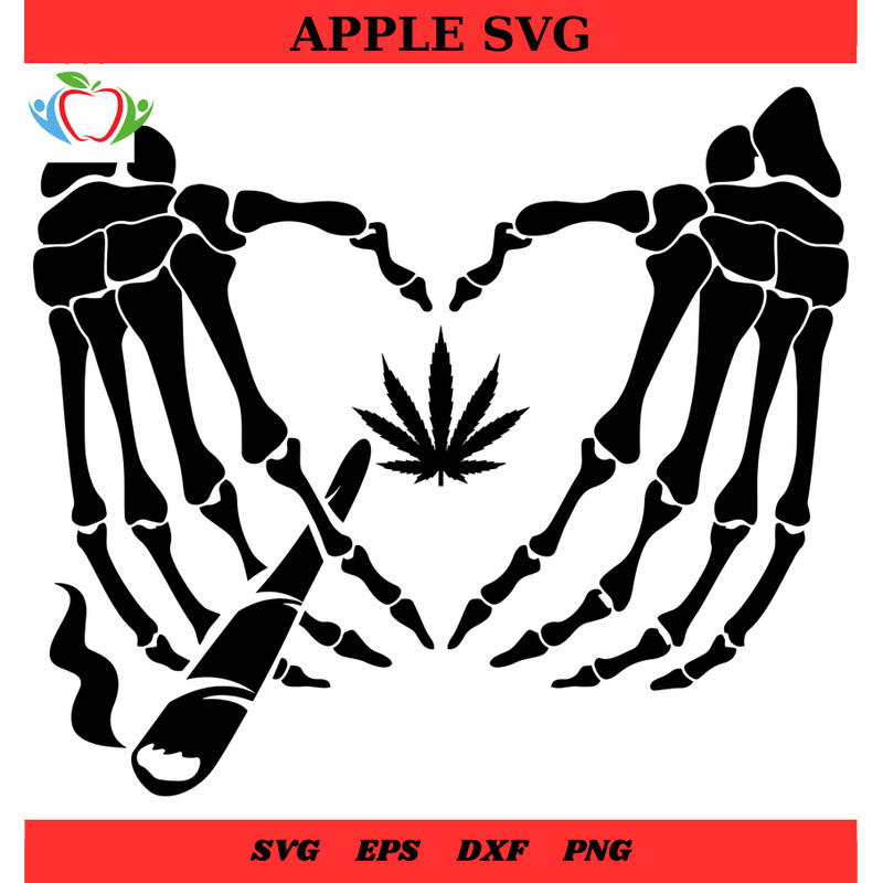 Skull Cannabis Hand Svg, Skeleton Hand Weed Svg - SVG Lucky.jpg