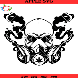 skull smoking svg, weed skull svg, cannabis skull svg