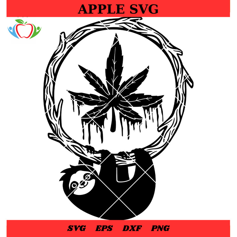 Sloth Cannabis Svg, Sloth On Branch Svg, Hanging sloth Svg - SVG Lucky.jpg