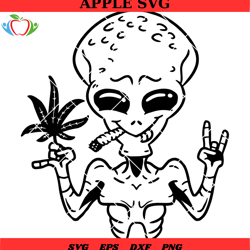 smoking weed svg, alien smoking cannabis svg, weed alien svg