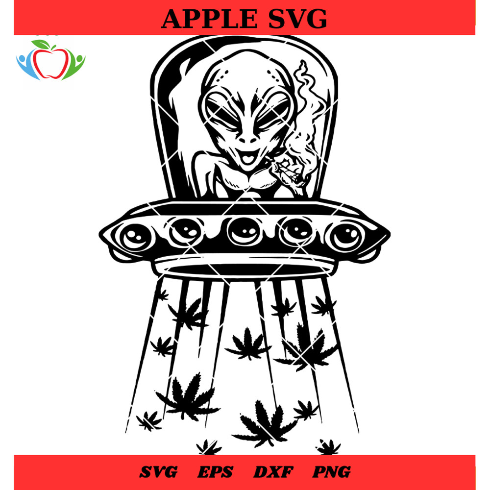 Ufo Alien Smoking Weed Svg, Middle Finger Alien Svg - SVG Lucky.jpg
