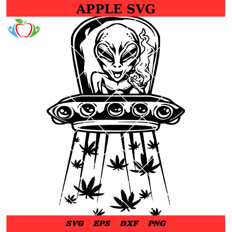 Ufo Alien Smoking Weed Svg, Middle Finger Alien Svg - SVG Lucky.jpg