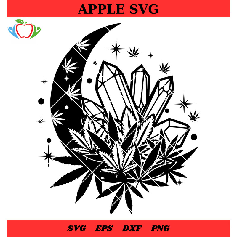Weed Crystal Moon Svg, Cannabis Crystal Svg, Crystal Moon Svg - SVG Lucky.jpg