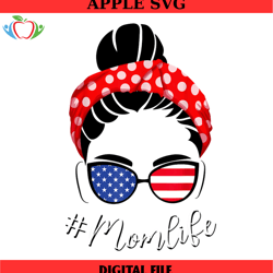 mom life us flag glasses messy bun png,mothers day png,mom png design,mom sublimation