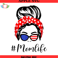 mom life messy bun us flag glasses png,mothers day png,mom png design,mom sublimation