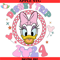 disney 2024 trip checkered daisy duck face svg, disney svg ,disney mickey svg , digital download