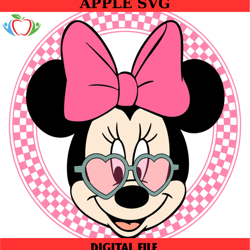 checkered minnie mouse heart sunglasses svg, disney svg ,disney mickey svg , digital download