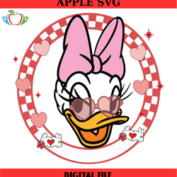valentine day daisy duck head heart glasses svg, disney svg ,disney mickey svg , digital download
