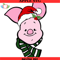 piglet christmas day santa hat svg, disney svg ,disney mickey svg , digital download