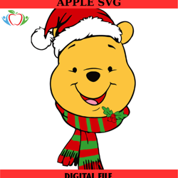 winnie the pooh santa hat christmas svg, disney svg ,disney mickey svg , digital download